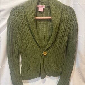 Olive Green Shawl Collar Knit Sweater Cardigan - women’s size M